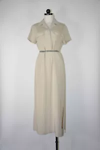 Maxi Camisa Vestido Modesto Y2K Jones Gris Tostado Seda Mínimo Largo Columna Mujeres M - Imagen 1 de 12