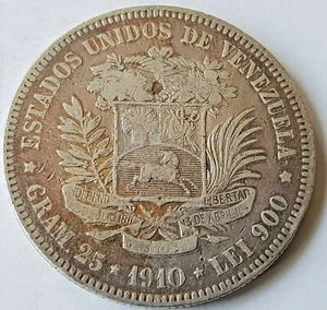 Venezuela 1910 5 Bolivar Silbermünze - Bild 1 von 2