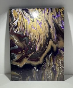 Original Abstract Acrylic Fluid Art Painting 12"x16" Signed Canvas Modern ART - Picture 1 of 10