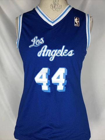 JERRY WEST #44 Los Angeles Lakers Women’s Retro Blue Jersey Reebok NEW Cover
