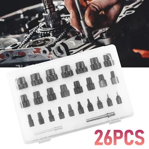 26Pc Screw Extractor Set Hex Head Multi-Spline Damaged Bolt Nut Remover Tool Kit - Picture 1 of 12