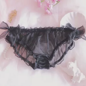 Ladies Chiffon Tulle Sheer Underwear Briefs Bow Pleated Frill Knickers Lolita - Picture 1 of 19
