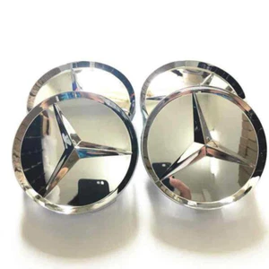 Set of 4 75mm Wheel Center Caps Hubcaps Emblem Chrome Silver for Mercedes Benz - Picture 1 of 3