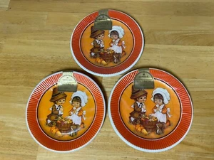 SEALED Vtg Hallmark THANKSGIVING Pilgrim Prayer Pumpkin Paper Plates Lot of 18 - Picture 1 of 23