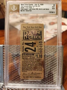 1939 NY Giants Beckett Ticket Stub-Tony Lazzeri Last Career RBI-Mel Ott Home Run - Picture 1 of 2