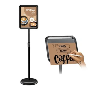 8 ½"x11",Outdoor/Indoor Adjustable Floor Stand Sign Holder Easy Snap Frame - Picture 1 of 11