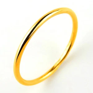 1pcs Pure 999 24K Yellow Gold Band 0.7mm Thin Smooth Circle Ring Us Size:3-10 - Picture 1 of 10