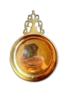 VTG Brass Porringer Pierced Handled Bowl Colonial Trinket Dish Decor India - Picture 1 of 8