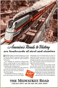 PRINT AD 1943 Milwaukee Road America's Roads to Victory Boulevards Steel Stamina - Picture 1 of 3