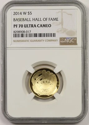 2014-W Baseball Hall of Fame $5 NGC PF 70 UCAM Gold Modern Commemorative - Image 1 of 4