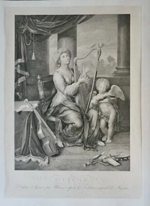 ULMER JOHANN CONRAD(1783-1820)-SAINTE CECILE-GRAV ORIGINALE XIXE D'APRES MIGNARD - Picture 1 of 6