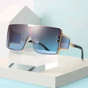 Women's Men's Sunglasses Designer Flat Lens Fashion Oversized Gold Frame Stylish - Picture 1 of 62