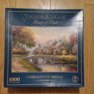 Gibsons Jigsaw Puzzle 1000 piece "Cobblestone Bridge" by Thomas Kinkade. G649 - Image 1 of 4