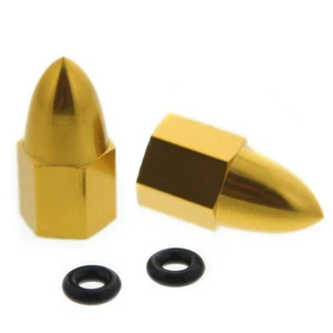 Race-Driven Bullet Tire Valve Cap Wheel Air Port Dust Cover Stem Caps Kit - Gold - Picture 1 of 1