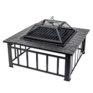 Square Firepit BBQ with Cooking Grill 900mm | Outdoor Heater - Picture 1 of 11