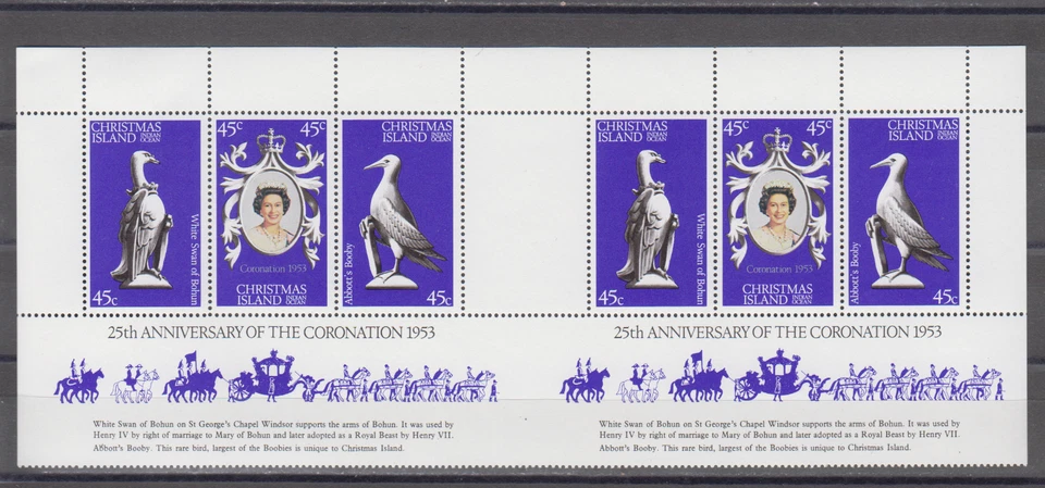 CHRISTMAS ISLANDS : 1978 - MNH - STRIP 6 +LABEL - SCOTT # 87  QUEEN ELIZABETH II - Image 1 of 1