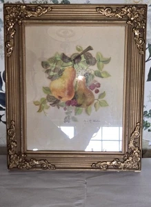 Antique Framed Pastel Fruit Artist Signed In Super Nice Gold Frame - Picture 1 of 8