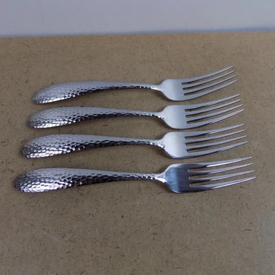 4 horquillas de cena Oneida Reyna de acero inoxidable de 8" mango martillado en muy buena condición Foto 1 de 4