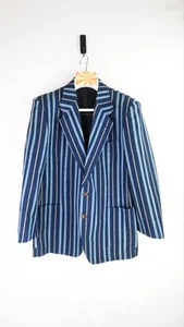 Sasakura Genisho 100% cotton jacket in indigo/denim/gold stripe size M - Picture 1 of 16