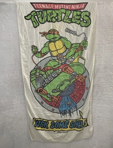 Teenage Mutant Ninja Turtles "Kick Some Shell" Towel Michelangelo 1989 Vintage - Picture 1 of 9