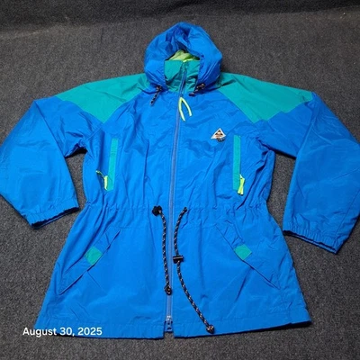 VTG Gerry Lightweight Hooded Windbreaker Ski Jacket Size Medium Black Pink Cinch - Image 1 of 4