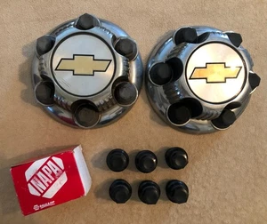 Pair McKechnie Chevrolet 6-Lug Wheel Center Hub Caps & 6 Napa Wheel Nut Covers - Bild 1 von 7