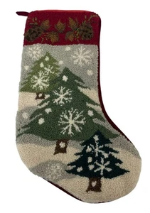 Vintage Wool Needlepoint Wall Hanging Holiday Christmas Tree Decoration Stocking - Picture 1 of 4