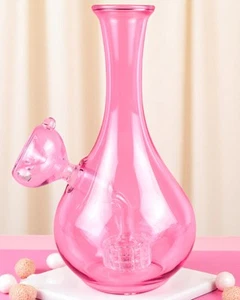 Lindo Bong Rosa Pipa de Agua Florero Femenino Estilo Vidrio con Perc Estético Cachimba EE. UU. - Imagen 1 de 8