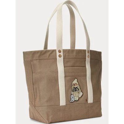 Bolso de Mano Ralph Lauren Polo Bear de Lona Tostado Bordado Polo Oso y Husky  Foto 1 de 4