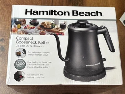 Hamilton Beach Compact 20 oz. / 0.6 Liter Gooseneck Electric Kettle New Sealed - Image 1 of 2