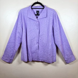 Eileen Fisher Textured Silk Snap Front Jacket Sz Large Lavender Elevated Luxury - Picture 1 of 12