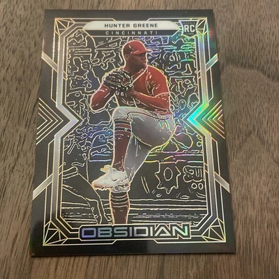 Hunter Greene 2022 Panini Chronicles OBSIDIAN ORANGE ELECTRIC ETCH # /31 Reds RC - Image 1 of 3