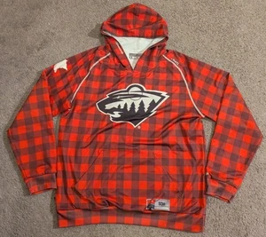 RARE UNRL Silk Series Minnesota Wild Red Plaid Pullover Hoodie Herren XL - Bild 1 von 12