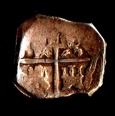 Lovely Pirate Treasure Cob * Philip IV Silver 8 Reales Seville 1621-1665 Scarce - Image 1 of 2