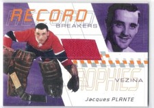 2001-02 Be A Player Between The Pipes Record Breakers Jersey Jacques Plante #/50
