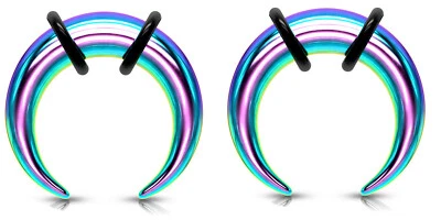 Par de pinzas cónicas de acero arco iris para joyería corporal Zaya 0 g 1 g 2 g 4 g 6 g 8 g 10 g 12 g 14 Foto 1 de 2
