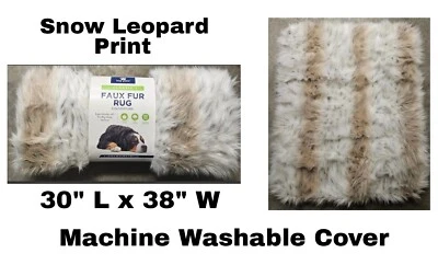 Top Paw White Snow Leopard Faux Fur Large Luxurious Dog Bed Rug Machine Washable - Image 1 of 4