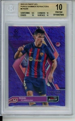 2022-23 Topps Finest UEFA #8 Pedri Purple Shimmer Refractor /199 BGS 10 - Image 1 of 2