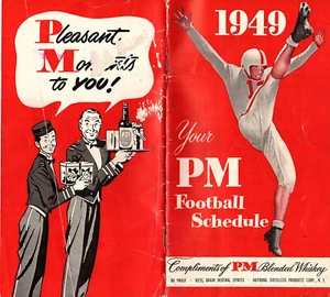 1949 Football Spielplan College & Professional PM Blended Whisky Nat'l Distillers - Bild 1 von 7