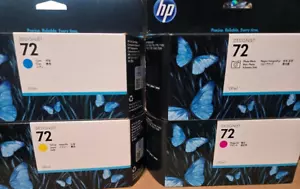 Lot (4) Set OEM Genuine HP 72 DesignJet 130ml Ink Cartridge Sealed Warranty NEW - Picture 1 of 3