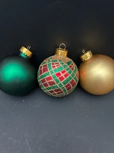 Set 3 palline albero di Natale oro verde rosso glitter decorazioni natalizie - Foto 1 di 6