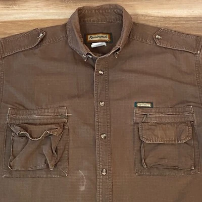 Camisa Remington Para Hombres XL Algodón Ripstop Tiro Al Aire Libre Safari Abotonada Foto 1 de 4