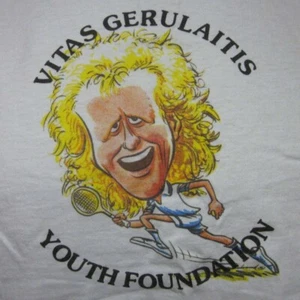 VITAS GERULAITIS caricature T shirt City Parks Tennis lrg tee Nike gray tag NYC - Picture 1 of 5