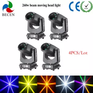 BECEN RDM 9R 4PCS 260W Rainbow Sharp Beam Moving Head Light 8+16 Prisms DJ Light - Picture 1 of 7