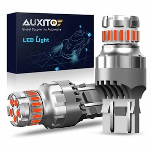 2X AUXITO 7443 7440 Flash Strobe Blinking Red Brake Tail Stop Light LED Bulbs - Picture 1 of 12