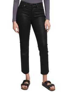 Avenue Montaigne Women's Black Luxurious Satin Slim Coated Trousers Size 4 - Picture 1 of 5