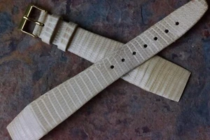 Ivory color long scales Genuine Lizard 19mm open-ended vintage watch band Hirsch - Picture 1 of 5