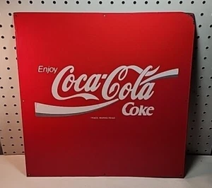 VTG Enjoy COCA-COLA & COKE Double Wave Trade Mark REGD Enamel Sign 16x16” RARE - Picture 1 of 18