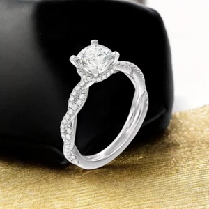 Cushion Cut Diamond Wedding Ring in 18k White Gold 2.40 Ct IGI Lab Created - Picture 1 of 9