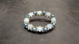 Blue Aurora Borealis Pin Brooch opalescent - Picture 1 of 3